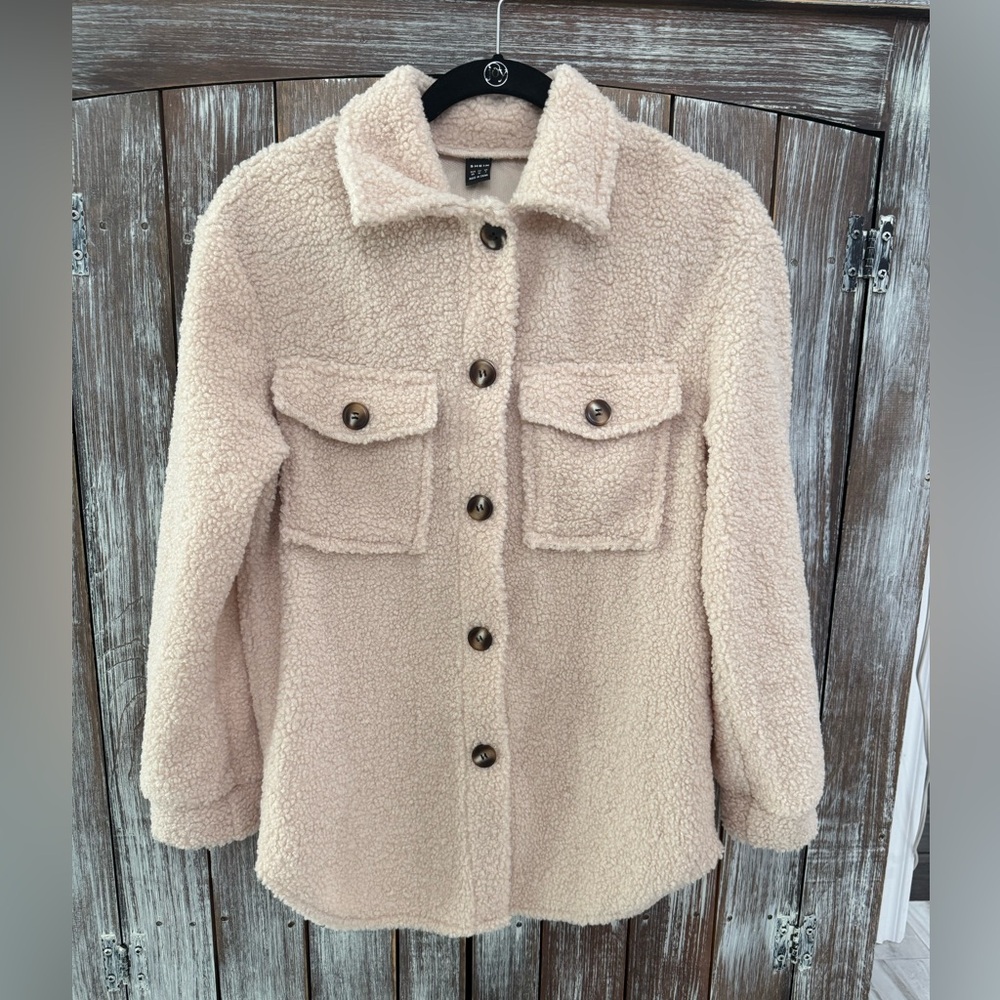 SHEIN Cream/Tan Teddy Jacket with Button Front Size XS - Brand New